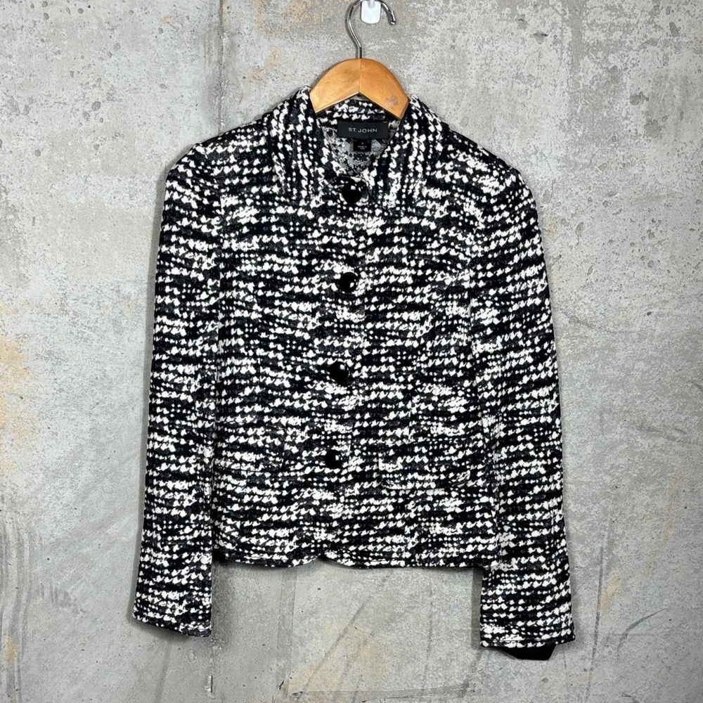 St. John Black and White Textured Jacket